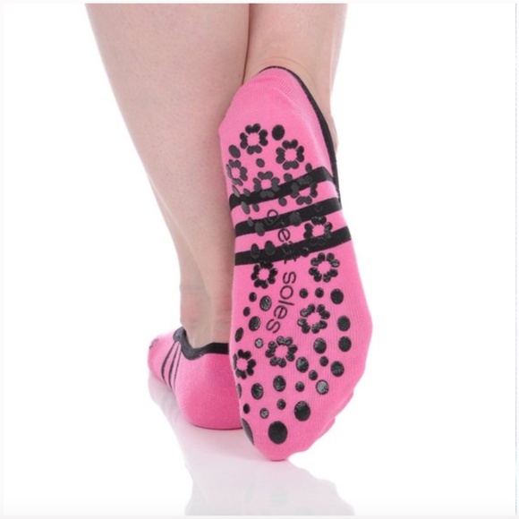 Great Soles Ballet Non Slip Grip Socks for Barre Pilates Yoga Pink Black - Picture 3 of 9